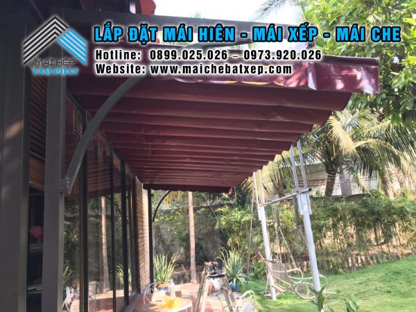 Mái bạt xếp di động che hiên nhà