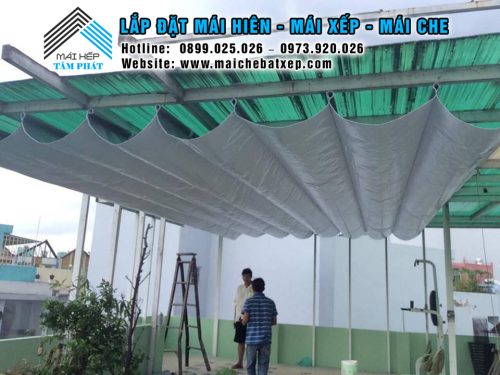 Mái bạt kéo che sân thượng giá rẻ