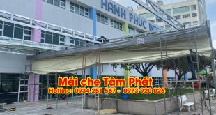 Làm mái bạt xếp che nắng mưa cho bệnh viện giá rẻ