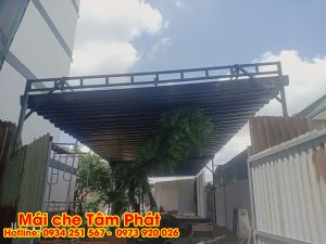 lắp đặt mái bạt xếp kéo lùa
