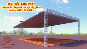 Mái bạt xếp che sân bóng mini