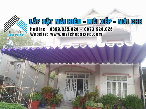 Địa chỉ lắp đặt mái xếp lượn sóng, mái bạt xếp, bạt kéo che nắng mưa giá rẻ