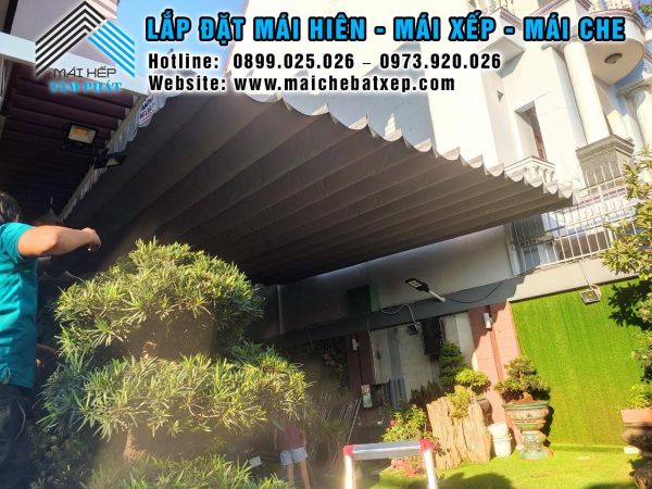 Lắp đặt mái bạt kéo che nắng mưa giá rẻ