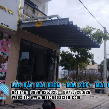 Lắp đặt mái bạt kéo che nắng mưa ngoài trời, mái xếp lượn sóng giá rẻ