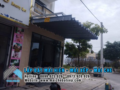 Lắp đặt mái bạt kéo che nắng mưa ngoài trời, mái xếp lượn sóng giá rẻ