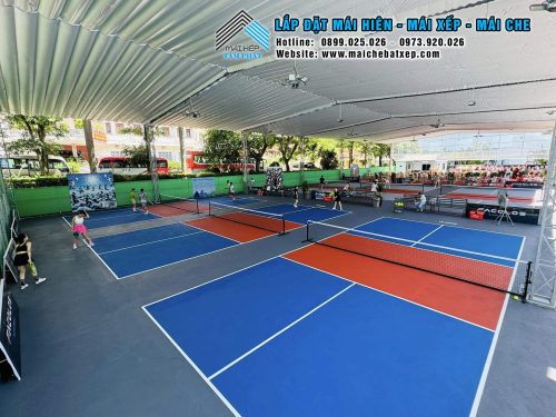 thi công lắp đặt mái che sân pickleball giá rẻ