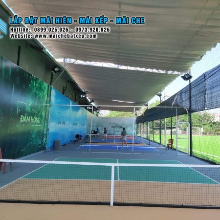 Mái Bạt xếp di động che sân Pickleball ngoài trời