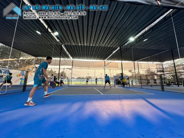Mái Bạt xếp di động che sân Pickleball giá rẻ