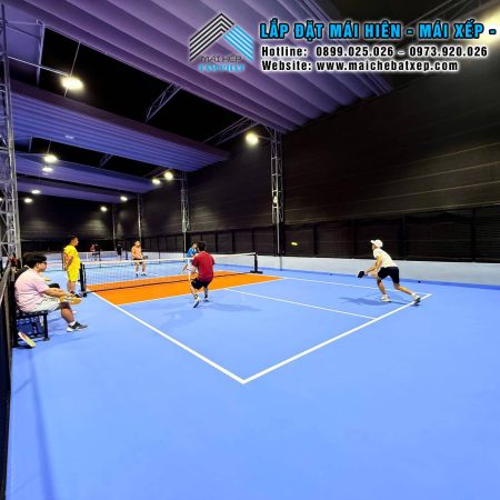 Mái Bạt xếp di động che sân Pickleball giá rẻ
