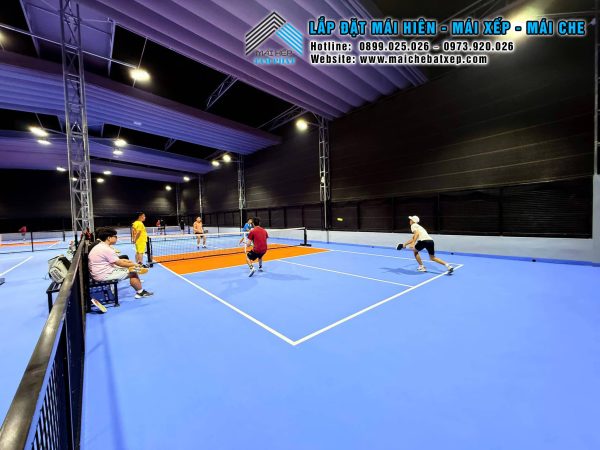 Mái Bạt xếp di động che sân Pickleball giá rẻ