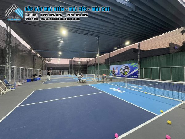 Mái Bạt xếp di động che sân Pickleball giá rẻ