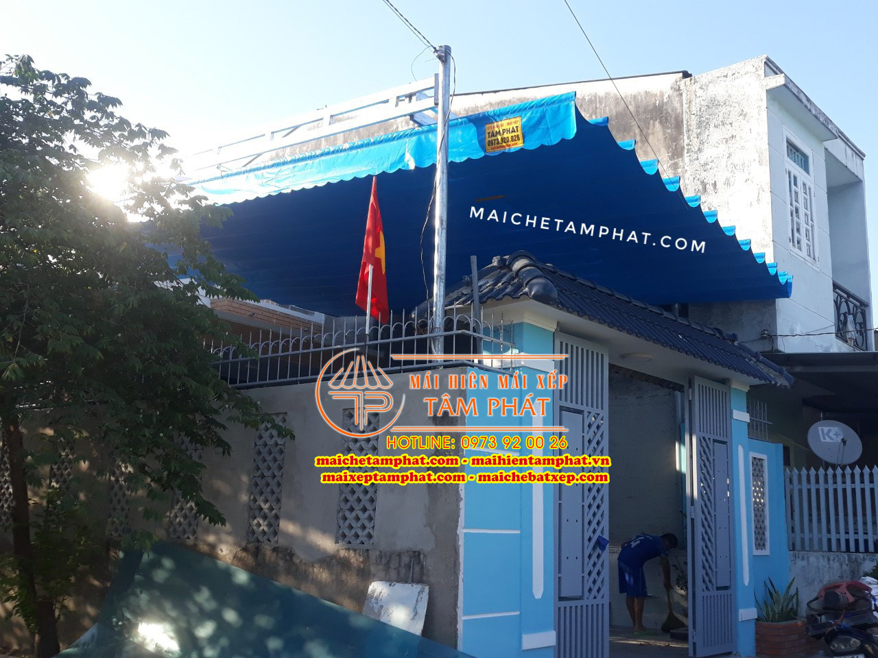 Mái bạt kéo, mái xếp lượn sóng ở Thuận An Bình Dương của Tâm Phát