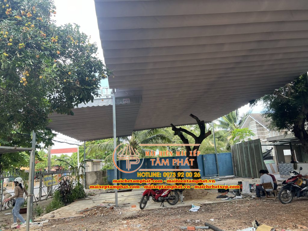 Mái bạt kéo, mái xếp lượn sóng, Mái che bạt xếp Tâm Phát