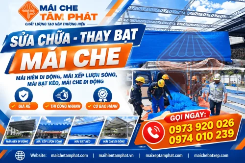 Thay bạt mái hiên, mái che, bạt mái xếp di động , bạt tốt, giá rẻ - Gọi Tâm Phát 0973920026
